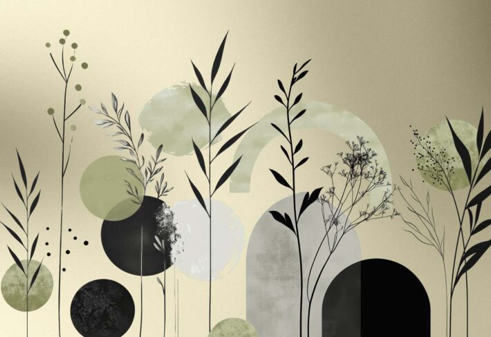 Aura, Sage & Olive Abstract Botanical Wallpaper