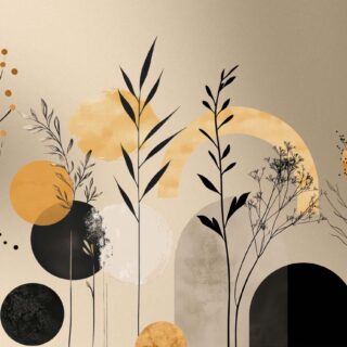 Aura, Ochre & Marigold Abstract Botanical Mural
