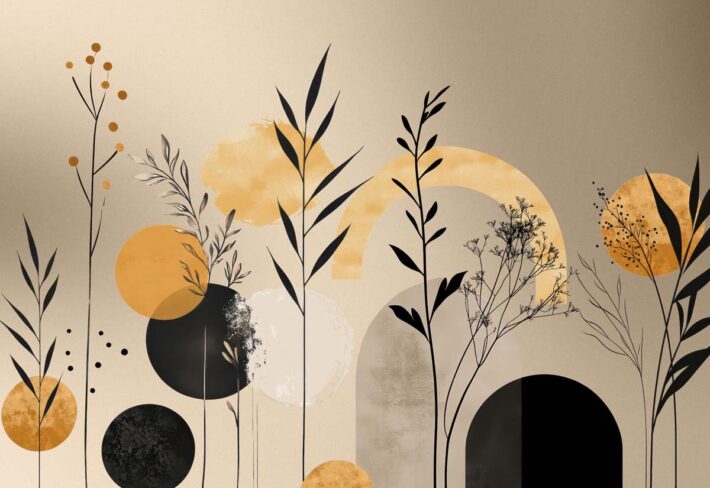 Aura, Ochre & Marigold Abstract Botanical Mural