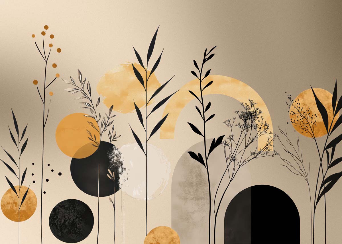 Aura, Ochre & Marigold Abstract Botanical Mural