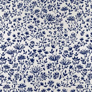 Lunar Bloom, White Folk Floral Wallpaper