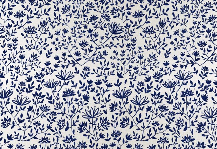 Lunar Bloom, White Folk Floral Wallpaper
