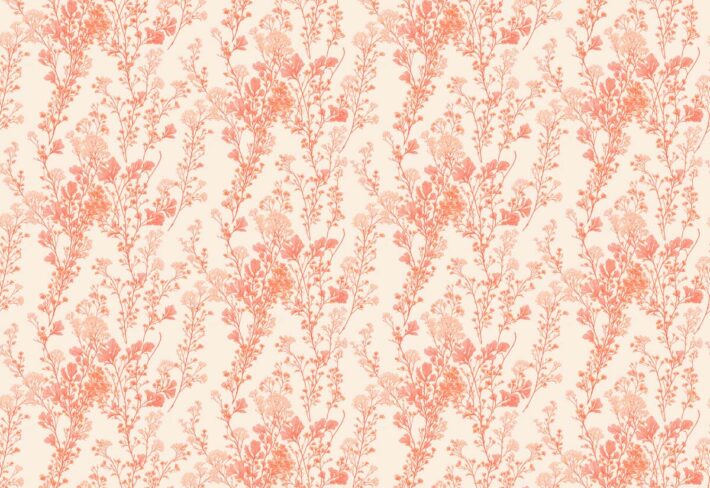 Peach Blossom, Gentle Floral Sprig Wallpaper