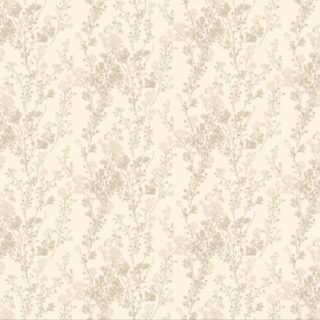 Greige Blossom, Gentle Floral Sprig Wallpaper