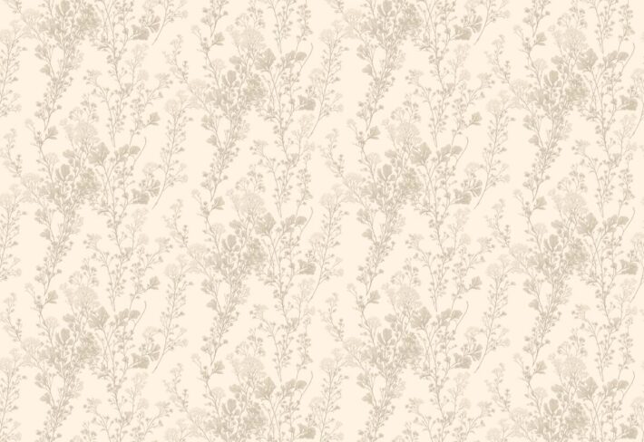 Greige Blossom, Gentle Floral Sprig Wallpaper