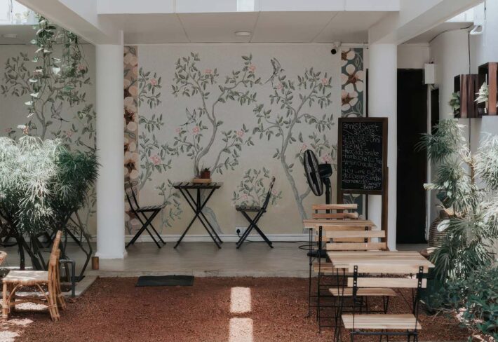 Whispering Willow, Songbird Botanical Wallpaper Mural mockup