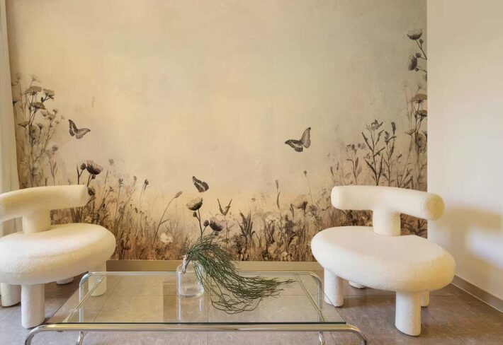 Whispering Meadow, Butterfly Field Wallpaper Mural mockup