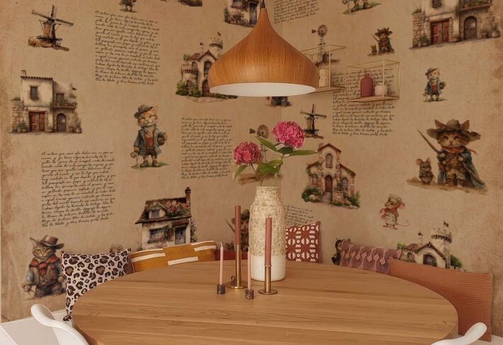 Whimsy, Feline Adventure Storybook Wallpaper Mural mockup
