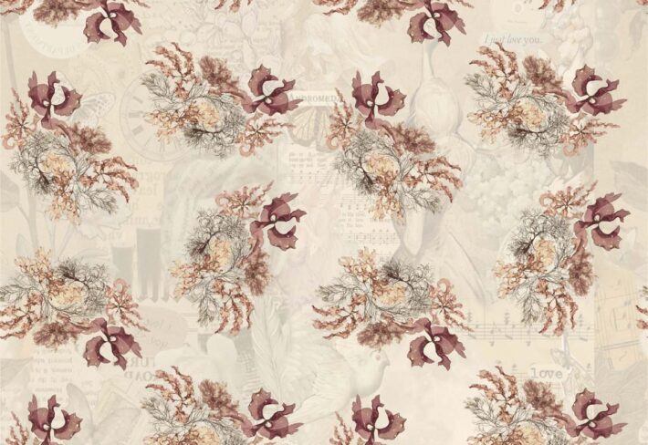 Poetry, Classic Floral Bouquet Pattern Wallpaper
