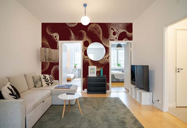 Nebula, Abstract Gold Pattern Wallpaper Mural mockup