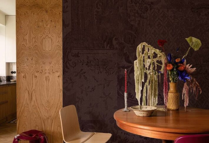 Velvetia, Victorian Wine Floral Wallpaper Mural mockup