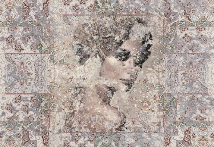Muse, Distressed Portrait Paisley Wallpaper Mural