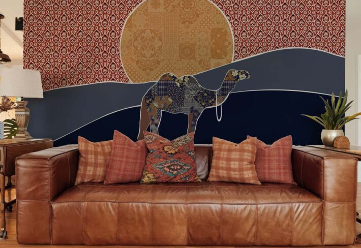 Marrakesh, Patterned Desert Landscape Wallpaper Mural mockup