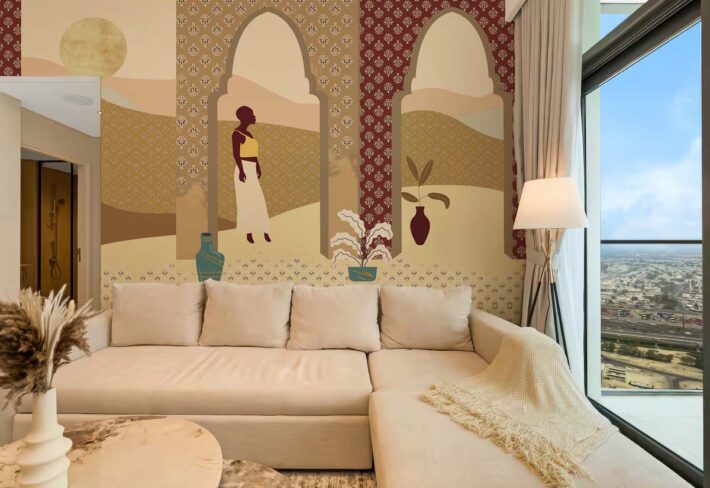 Moroccan Desert Archway Wallpaper Mural mockup