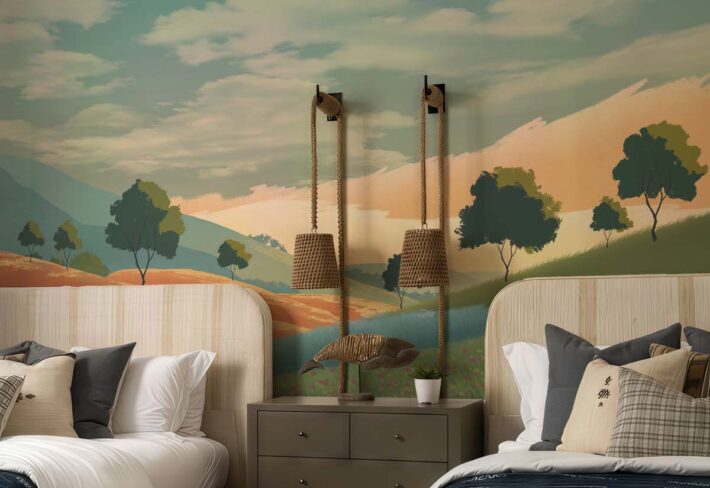 Windale, Painted Meadow Wallpaper Mural mockup