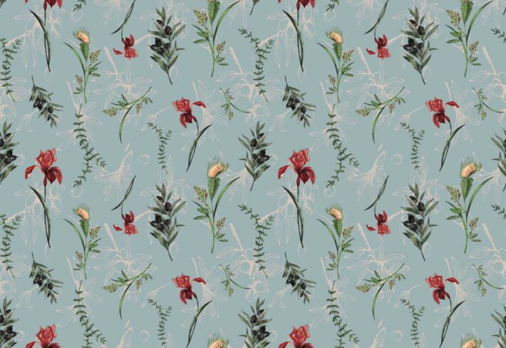 Linnea, Botanical Sprig Pattern Wallpaper