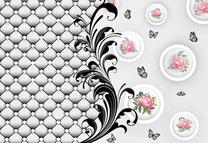 Vienna, Baroque Bloom Fusion with Monochrome Modernity Wallpaper Mural
