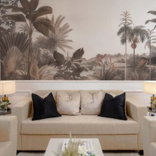 Jungle, Sepia Tropical Panorama Wallpaper Mural mockup