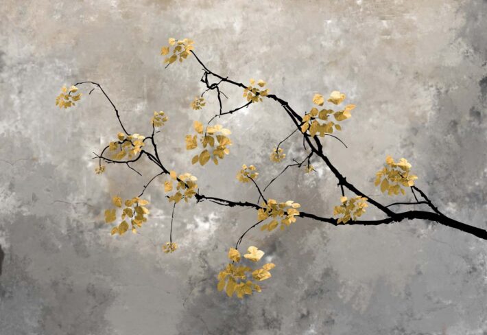 Verde, Minimalist Nature Charm with Gold Leaf Accents Wallpaper Mural