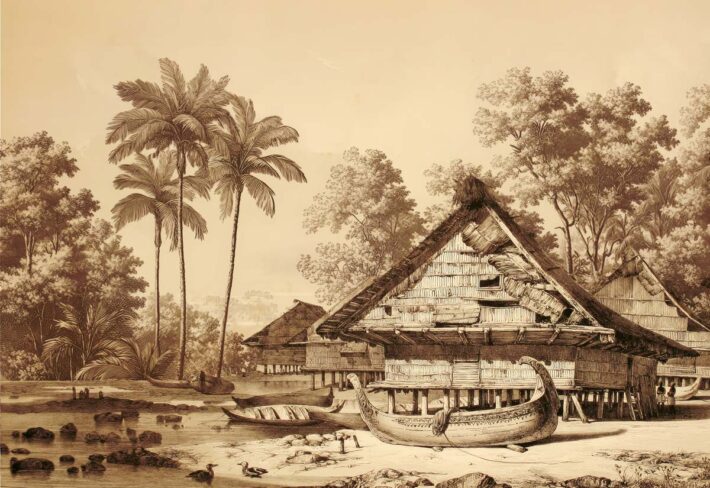 Explorer, Vintage Tropical Village Wallpaper Mural