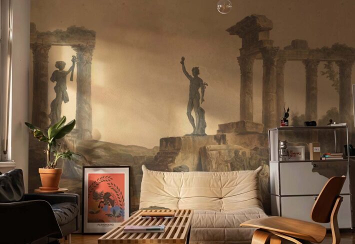 Epic, Classical Statue Pillars Wallpaper Mural mockup