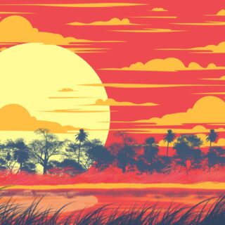Solvanna, Crimson Dusk Mirage Wallpaper Mural
