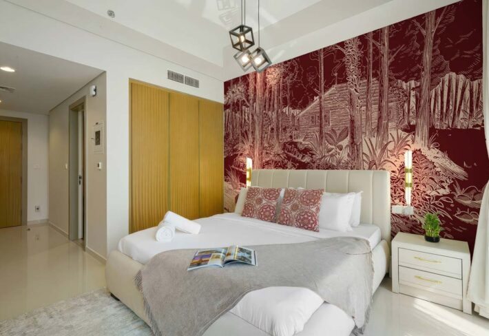 Crimson, Deep Forest Landscape Wallpaper Mural mockup