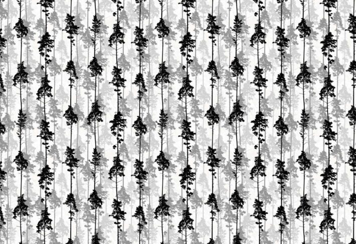 Timber, Monochrome Pine Silhouettes Wallpaper