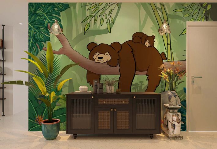Snuzzle, Jungle Nap Haven Wallpaper Mural mockup