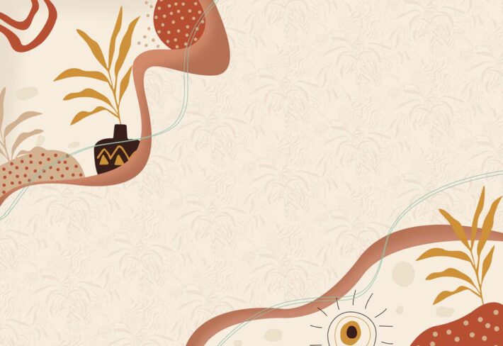 Contemporary, Warm Abstract Flora Wallpaper Mural