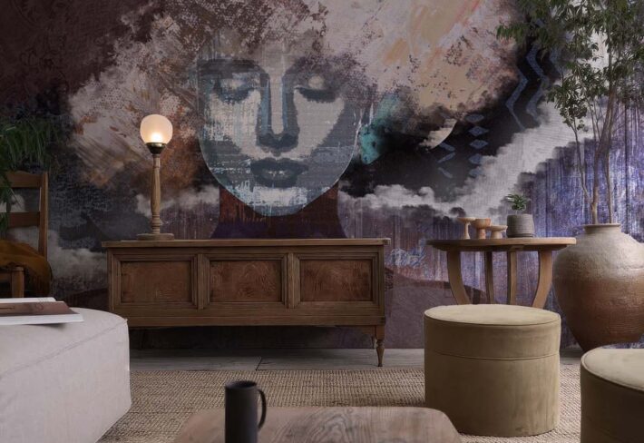 Serapha, Dusky Veil Abstract Muse Mural mockup