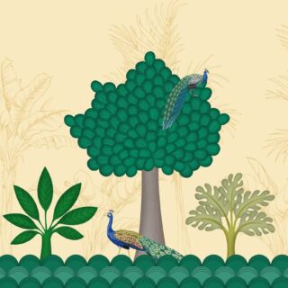 Azure, Stylized Peacock Paradise Mural