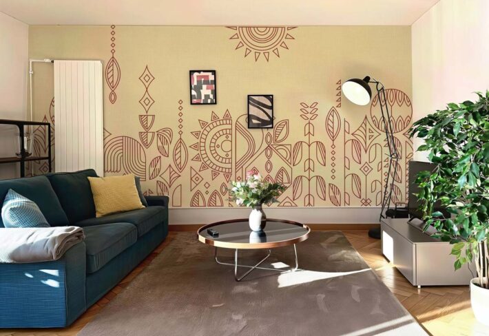 Artisan, Sienna Tribal Sun Wallpaper Mural mockup