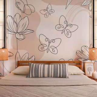 Roselune, Soft Fluttering Bloom Wallpaper Mural mockup