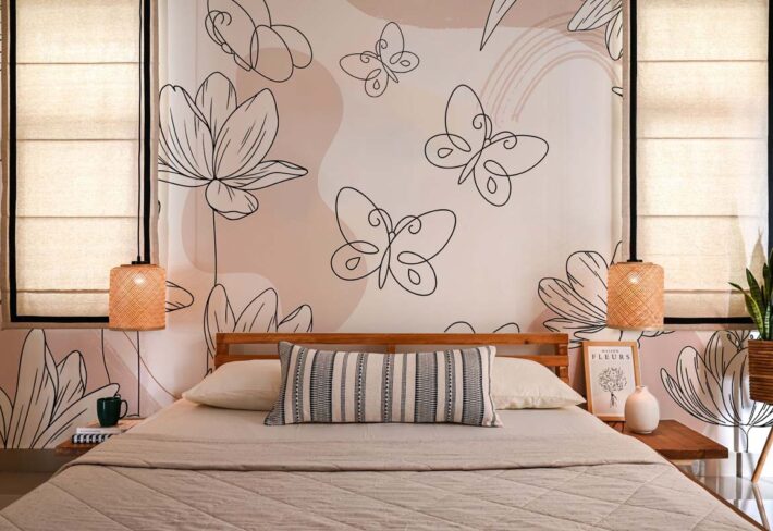 Roselune, Soft Fluttering Bloom Wallpaper Mural mockup