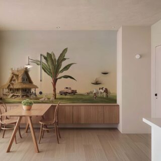 Arcadia, Rural Farm Life Scenic Wallpaper Mural mockup