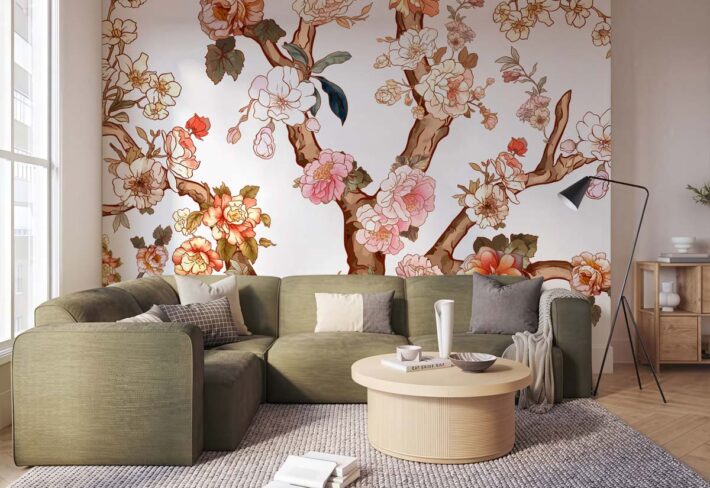 Roselace, Vintage Bloom Wallpaper Mural mockup