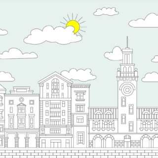 Nimbus, Cloudlit Townscape Wallpaper Mural