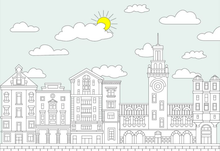Nimbus, Cloudlit Townscape Wallpaper Mural