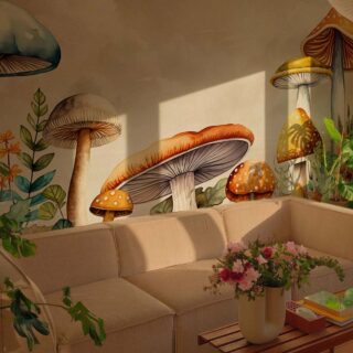 Mykora, Enchanted Mushrooms Wallpaper Mural mockup