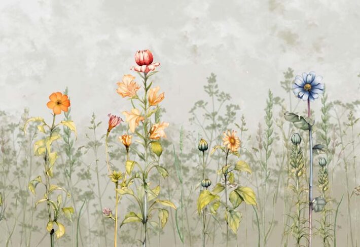 Fleuris, Delicate Meadow Botanicals Wallpaper Mural