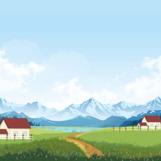 Alpinea, Pastel Highland Serenity Landscape Mural