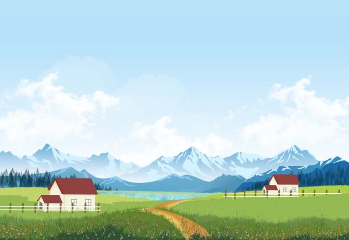 Alpinea, Pastel Highland Serenity Landscape Mural