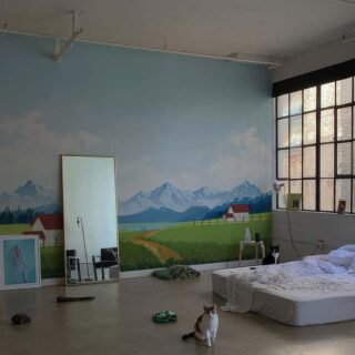 Alpinea, Pastel Highland Serenity Landscape Mural mockup