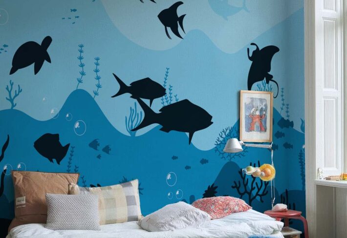 Aqualune, Ocean Whimsy Wallpaper Mural mockup