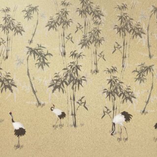 Mei, Golden Bamboo Crane Garden Wallpaper