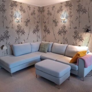 Mei, Gray Bamboo Crane Garden Mural mockup
