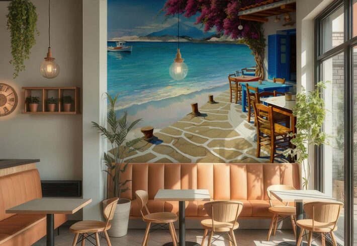 Island Retreat, Oceanfront Bliss Wallpaper Mural mockup