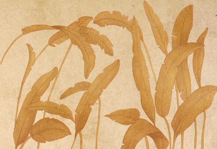 Zanara, Muted Ochre Tones Leaves Wallpaper Mural