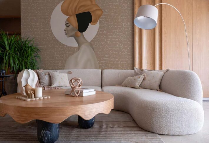 Zara, Terracotta Portrait Elegance Wallpaper Mural mockup